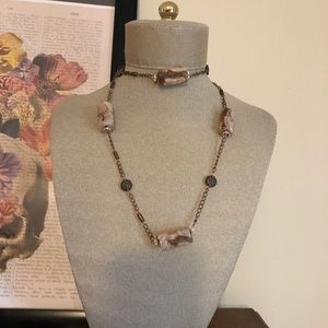 Hand-made Stone Long Necklace